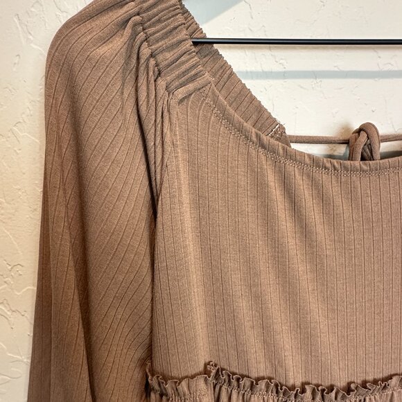 SHE+SKY Mocha Ribbed Tied Back Maternity Mini Dress from Pink Blush - Picture 7 of 12